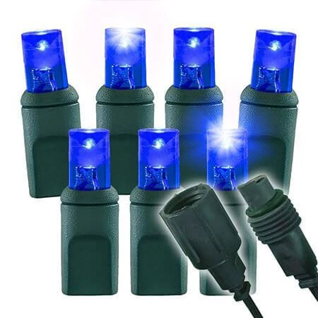 1/5 Strobing Wide Angle Conical LED - 4" Spacing, 70 Bulb, Grn Cord, UL Coaxial RY Plug - Full Wave - Blue 1 1/5 Strobing Wide Angle Conical LED - 4" Spacing, 70 Bulb, Grn Cord, UL Coaxial RY Plug - Full Wave - Blue