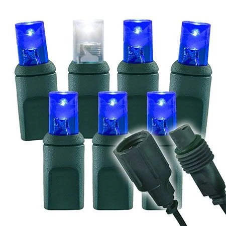 1/5 Pure White Strobing Wide Angle Conical LED - 4" Spacing, 70 Bulb, Grn Cord, UL Coaxial RY Plug - Full Wave - Blue 1 1/5 Pure White Strobing Wide Angle Conical LED - 4" Spacing, 70 Bulb, Grn Cord, UL Coaxial RY Plug - Full Wave - Blue