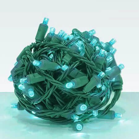 Wide Angle Conical - 4" Spacing, 70 Bulb, Green Cord, UL Coaxial RY Plug - 22 Gauge - Full Wave - Aqua - Balled 1 Wide Angle Conical - 4" Spacing, 70 Bulb, Green Cord, UL Coaxial RY Plug - 22 Gauge - Full Wave - Aqua - Balled