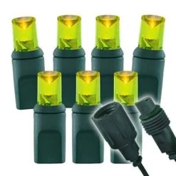 Wide Angle Conical - 4" Spacing, 70 Bulb, Grn Cord, UL Coaxial RY Plug - Full Wave - Yellow