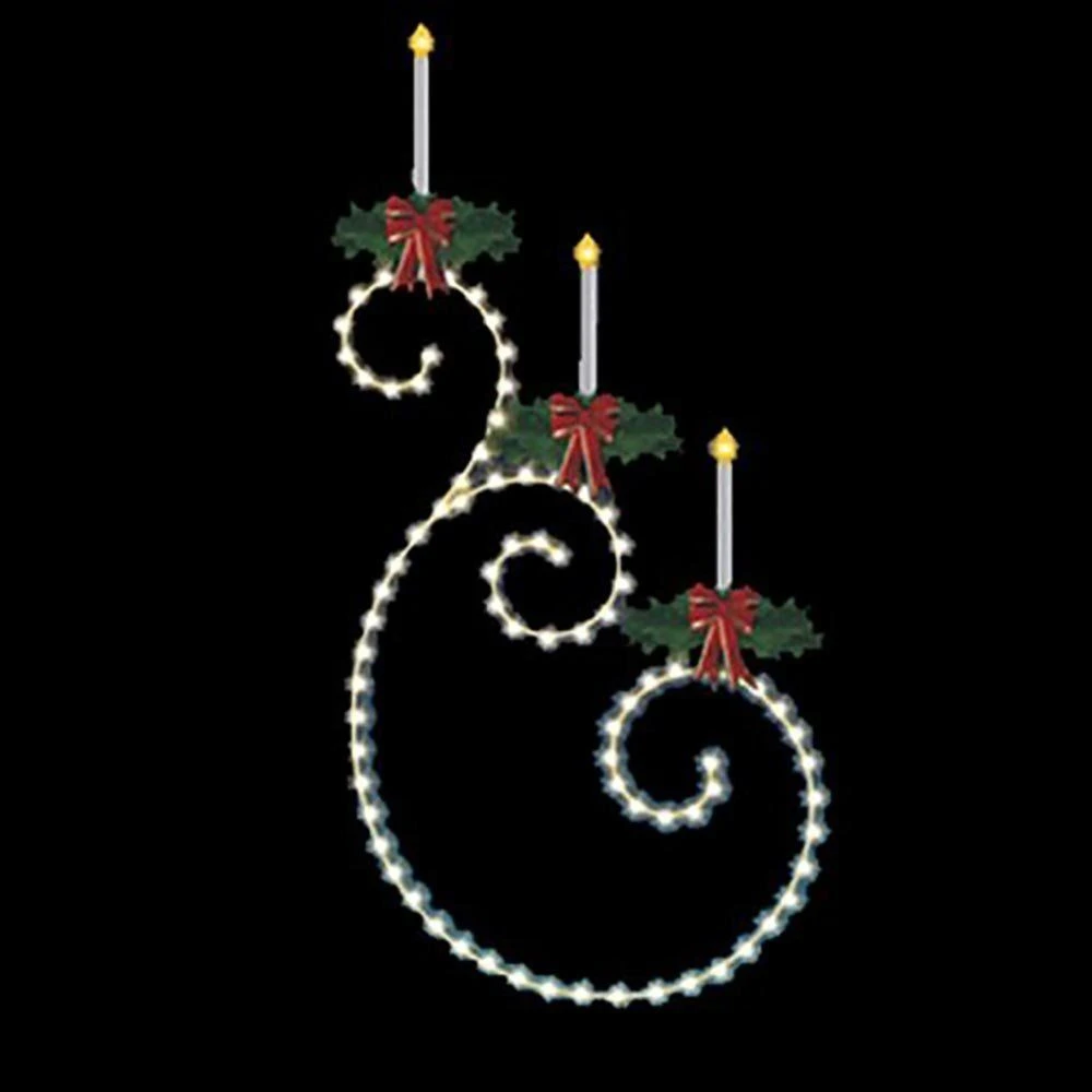Candle Scroll 2' 6" W X 6' 3" T, 54 Bulbs, LED 1 Candle Scroll 2' 6" W X 6' 3" T, 54 Bulbs, LED