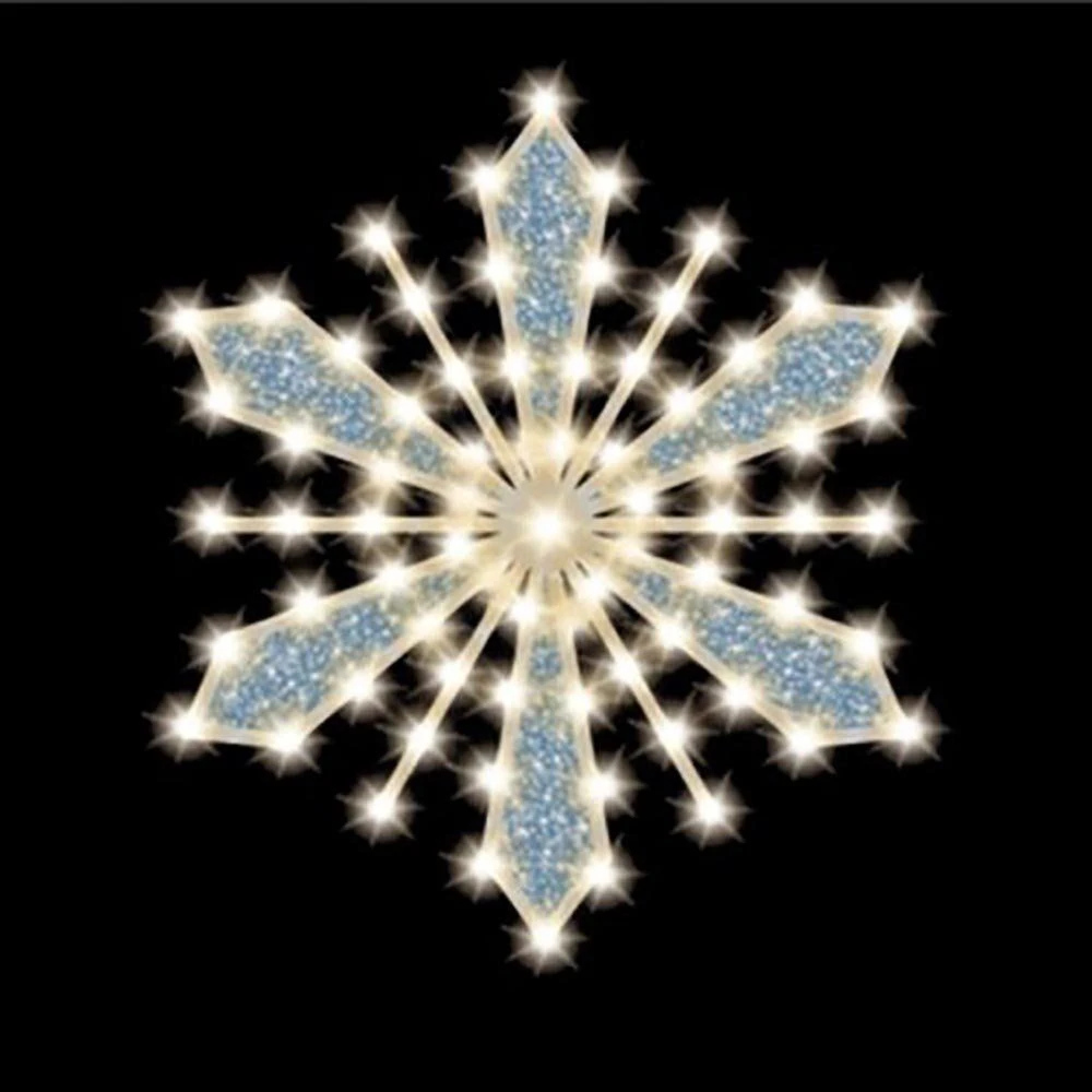 Glittered-Filled Snowflake, 24", 37 Bulbs, LED 1 Glittered-Filled Snowflake, 24", 37 Bulbs, LED