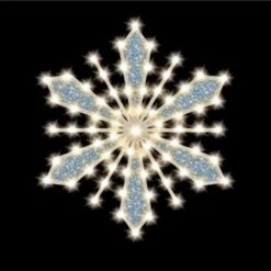 Glittered-Filled Snowflake, 36", 70 Bulbs, LED