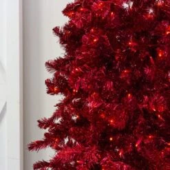 7.5' Indoor LED Shimmer Spruce Tinsel Christmas Tree - Red -Twinkly Trees Shop t it 75 1238 r 3 crop