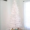 9' Indoor LED Glacier Fir White Christmas Tree - With Multi-Function Pure White/Warm White Lights
