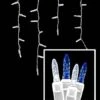 LED Twinkle Icicle Lights - 70 Light Set - Pure White & Blue