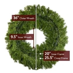 36" Lit Pure White Deluxe Oregon Fir Wreath - Bow Option Available -Twinkly Trees Shop w 36 dof back diagram 1 1 1 1