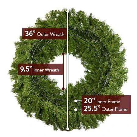 36" Lit Multicolor Deluxe Oregon Fir Wreath - Bow Option Available 4 36" Lit Multicolor Deluxe Oregon Fir Wreath - Bow Option Available - Image 4
