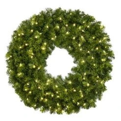 36" Lit Warm White Deluxe Oregon Fir Wreath - Bow Option Available