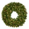 36" Lit Warm White And Red Deluxe Oregon Fir Wreath - Bow Option Available