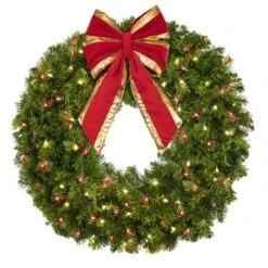 36" Lit Warm White And Red Deluxe Oregon Fir Wreath - Bow Option Available 7 36" Lit Warm White And Red Deluxe Oregon Fir Wreath - Bow Option Available -Twinkly Trees Shop w 36 dofl wwr b vb 12 rgt