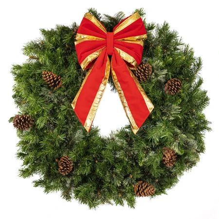 48" Unlit Deluxe Mixed Pine Wreath - Bow Option Available 3 48" Unlit Deluxe Mixed Pine Wreath - Bow Option Available - Image 3