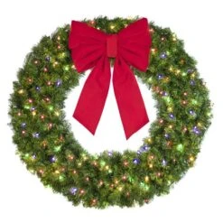 48" Lit Multi Deluxe Oregon Fir Wreath - Bow Option Available -Twinkly Trees Shop w 48 dofl 6 m b vb 18 r