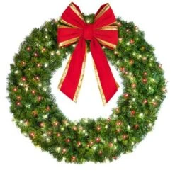 48" Lit Pure White And Red Deluxe Oregon Fir Wreath - Bow Option Available 5 48" Lit Pure White And Red Deluxe Oregon Fir Wreath - Bow Option Available -Twinkly Trees Shop w 48 dofl 6 pwr b vb 18 rgt