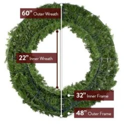 60" Lit Red Deluxe Oregon Fir Wreath - Bow Option Available -Twinkly Trees Shop w 60 dof back diagram 1 1 1 1