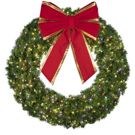60" Lit Multi Deluxe Oregon Fir Wreath - Bow Option Available 2 60" Lit Multi Deluxe Oregon Fir Wreath - Bow Option Available - Image 2