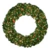 60" Lit Pure White And Red Deluxe Oregon Fir Wreath - Bow Option Available