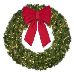 60" Lit Warm White And Red Deluxe Oregon Fir Wreath - Bow Option Available 7 60" Lit Warm White And Red Deluxe Oregon Fir Wreath - Bow Option Available -Twinkly Trees Shop w 60 dofl 6 wwr b vb 24 r