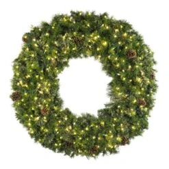 84" Deluxe Mixed Pine Wreath, Lit - Bow Option Available