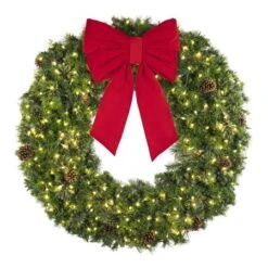 72" Deluxe Mixed Pine Wreath, Lit - Bow Option Available -Twinkly Trees Shop w 60 mpl t6 ww b vb 24 r