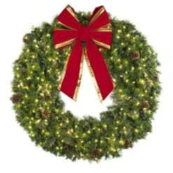 60" Lit Warm White Deluxe Mixed Pine Wreath - Bow Option Available 7 60" Lit Warm White Deluxe Mixed Pine Wreath - Bow Option Available -Twinkly Trees Shop w 60 mpl t6 ww b vb 24 rgt 3