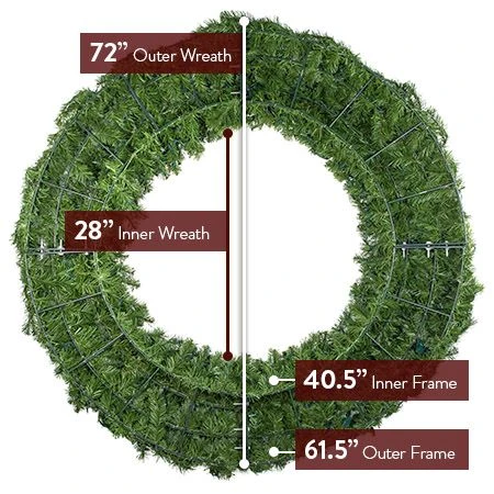 72" Lit Red Deluxe Oregon Fir Wreath - Bow Option Available 4 72" Lit Red Deluxe Oregon Fir Wreath - Bow Option Available - Image 4