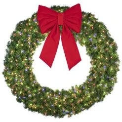 72" Lit Multi Deluxe Oregon Fir Wreath - Bow Option Available -Twinkly Trees Shop w 72 dofl 6 m b vb 24 r