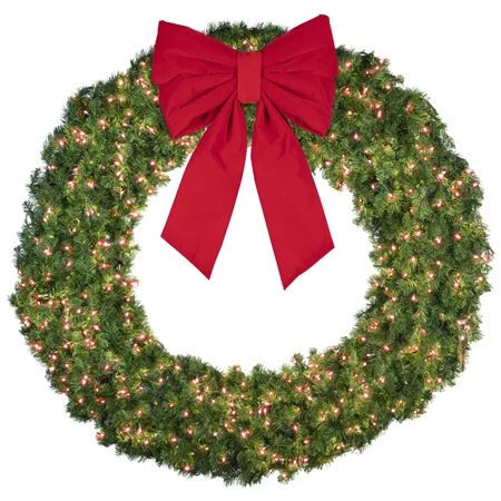 72" Lit Red Deluxe Oregon Fir Wreath - Bow Option Available 3 72" Lit Red Deluxe Oregon Fir Wreath - Bow Option Available - Image 3