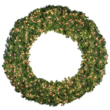 72" Lit Red Deluxe Oregon Fir Wreath - Bow Option Available 1 72" Lit Red Deluxe Oregon Fir Wreath - Bow Option Available