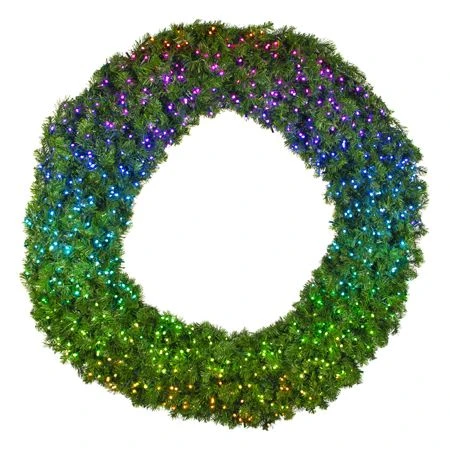 72" Deluxe Oregon Fir Wreath, Lit With Twinkly Pro RGBW 1 72" Deluxe Oregon Fir Wreath, Lit With Twinkly Pro RGBW