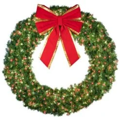72" Lit Pure White And Red Deluxe Oregon Fir Wreath - Bow Option Available 5 72" Lit Pure White And Red Deluxe Oregon Fir Wreath - Bow Option Available -Twinkly Trees Shop w 72 dofl 6 wwr b vb 24 rgt 1