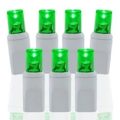 50 Light Green 5 Mm Wide Angle Conical LED Christmas Lights - White Wire