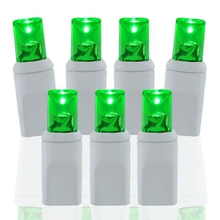 50 Light Green 5 Mm Wide Angle Conical LED Christmas Lights - White Wire 1 50 Light Green 5 Mm Wide Angle Conical LED Christmas Lights - White Wire