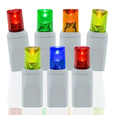 70 Light Multi 5 Mm Wide Angle Conical LED Christmas Lights - White Wire 1 70 Light Multi 5 Mm Wide Angle Conical LED Christmas Lights - White Wire