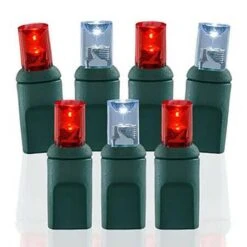 50 Light Pure White And Red 5 Mm Wide Angle Conical LED Christmas Lights